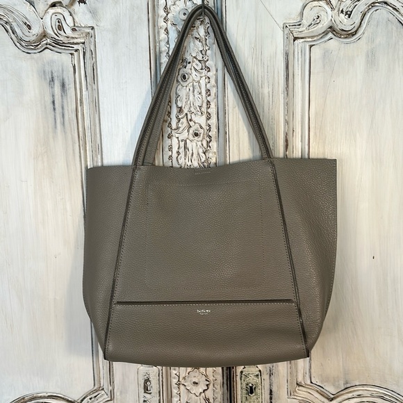 Botkier Peppled Gray Leather Large Tote Bag Chic Trendy Functional Old Money